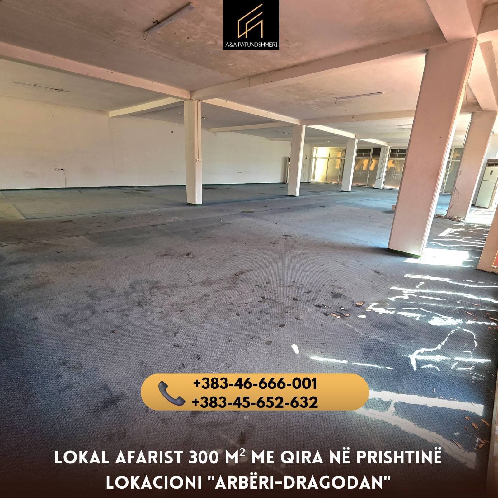 Lokal afarist 300 m² me qira në Arbëri  1