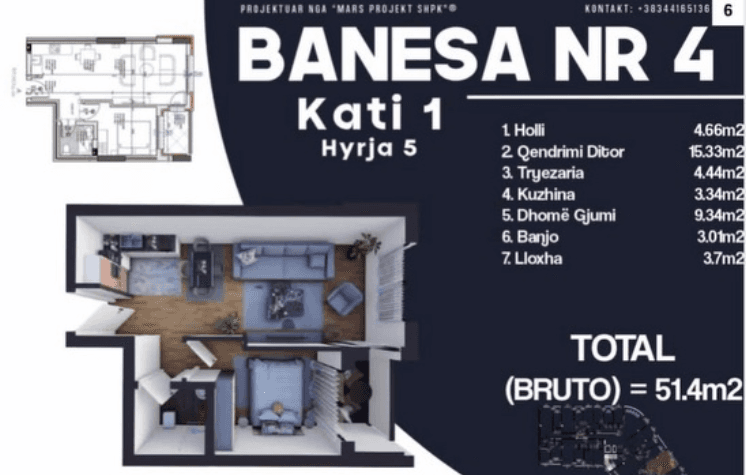 One-Bedroom Apartment for Sale in the City of Peja 5